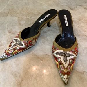 Oscar de la Renta Embroidered Mules